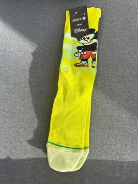 Stance Neon Yellow Mickey Mouse Crew Socks with Blue Accent
